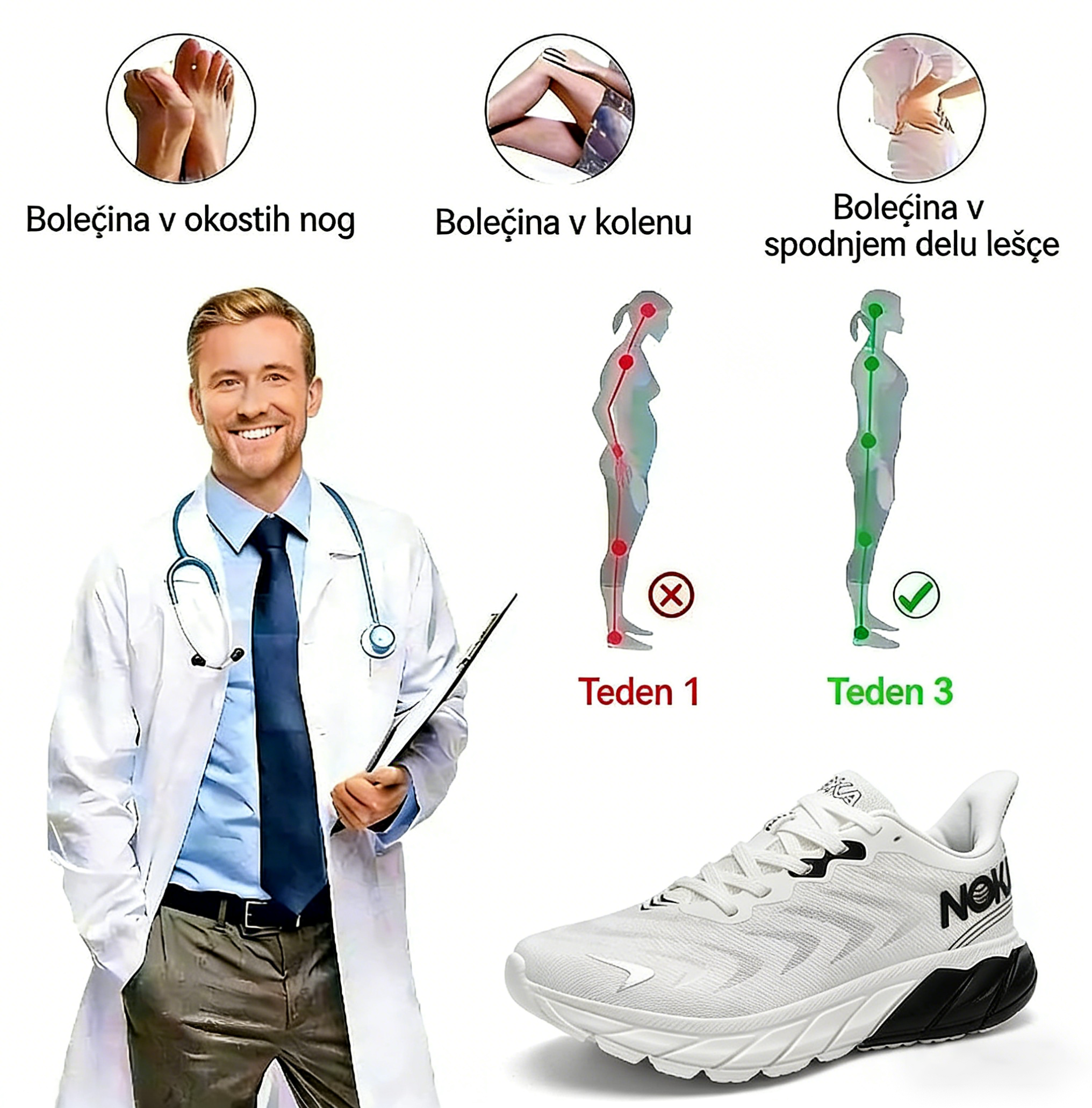 Športni čevlji CLOUNDE® medicinskega razreda | Zasnovano posebej za osebe srednjih in starejših let, z nemško certificirano oporo stopalnega loka, odpornostjo proti zdrsu in blaženjem udarcev.